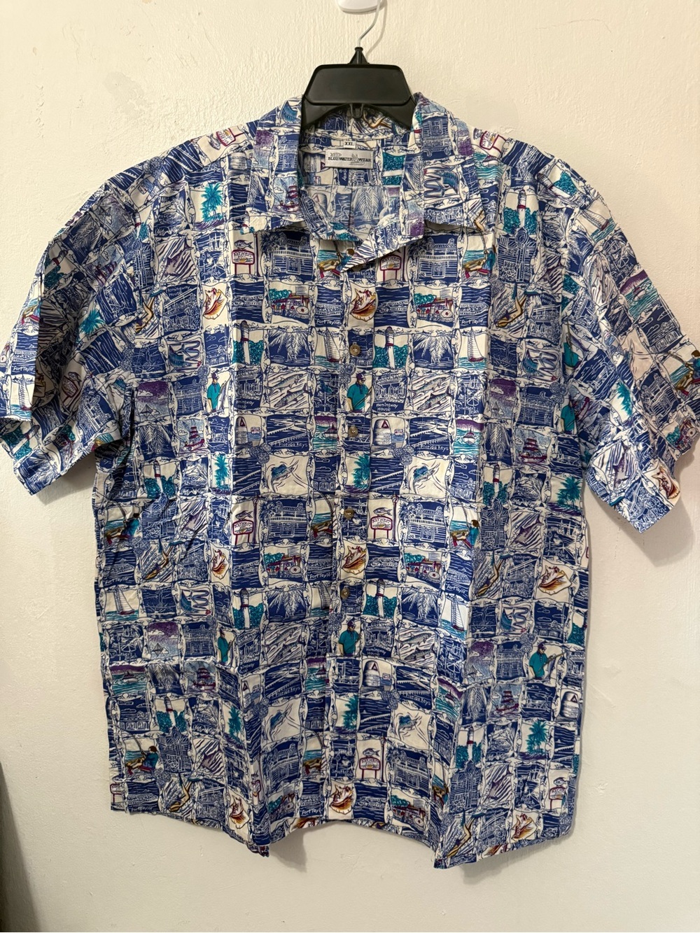 EUC Bluewater Wear Men’s XXL Deep Sea Sport Fishing S/S Button Up Fishing